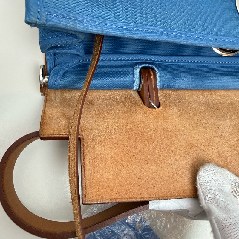 Hermes 爱马仕herbag 31 藍色布拼棕色蓋 T刻 2015年-12