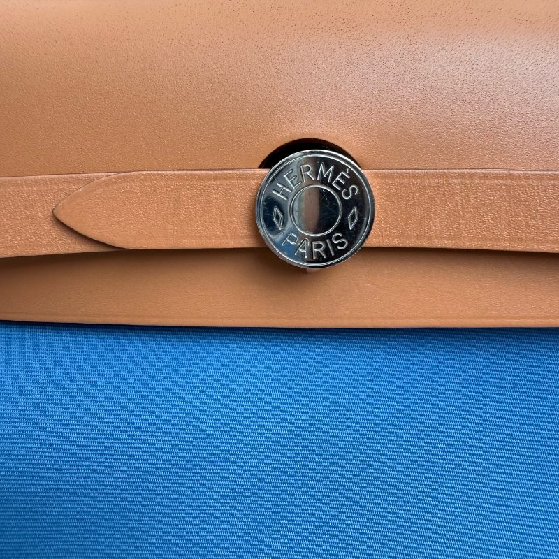 Hermes 爱马仕herbag 31 藍色布拼棕色蓋 T刻 2015年-35
