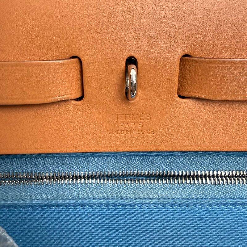 Hermes 爱马仕herbag 31 藍色布拼棕色蓋 T刻 2015年-36