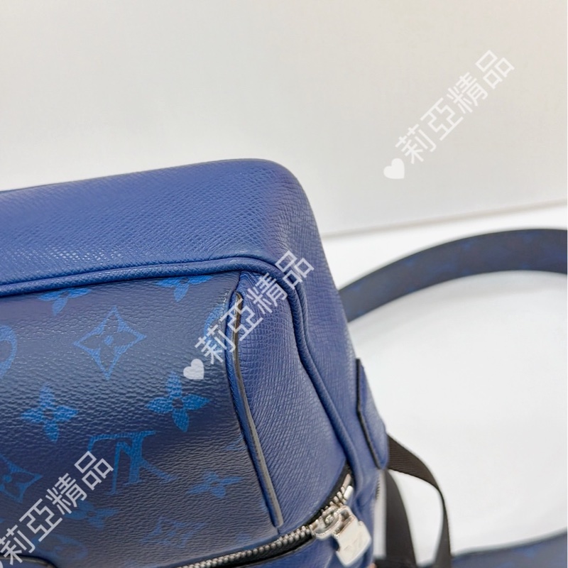 莉亞精品♡ Lv M30242 藍色老花郵差包 二手-9