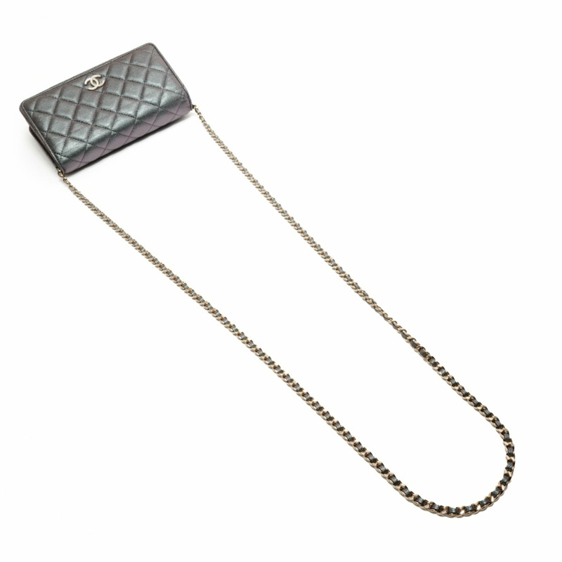 香奈兒魚子醬絎縫鏈條錢包 22019 肩背包 綠色 WS26287-7