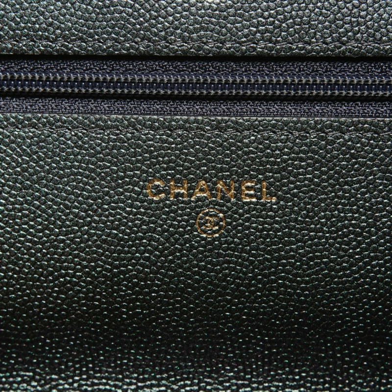 香奈兒魚子醬絎縫鏈條錢包 22019 肩背包 綠色 WS26287-9