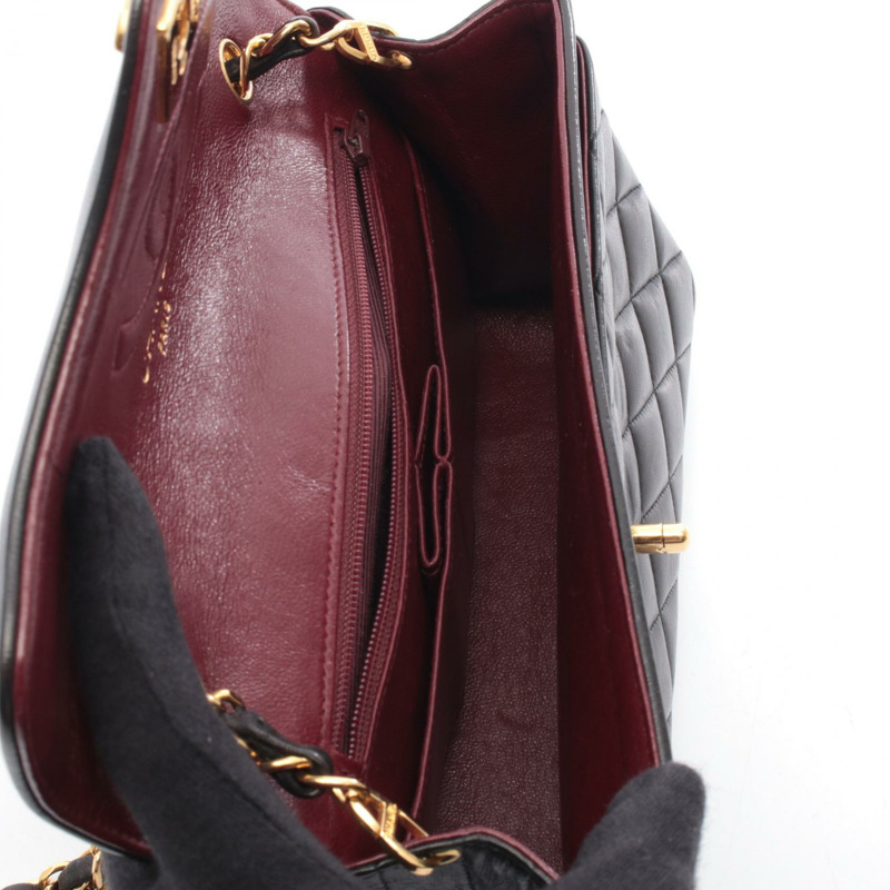 香奈兒 (CHANEL) 絎縫鏈條斜挎單肩包，羊皮材質，黑色，二手，女士款，金色五金配件-2