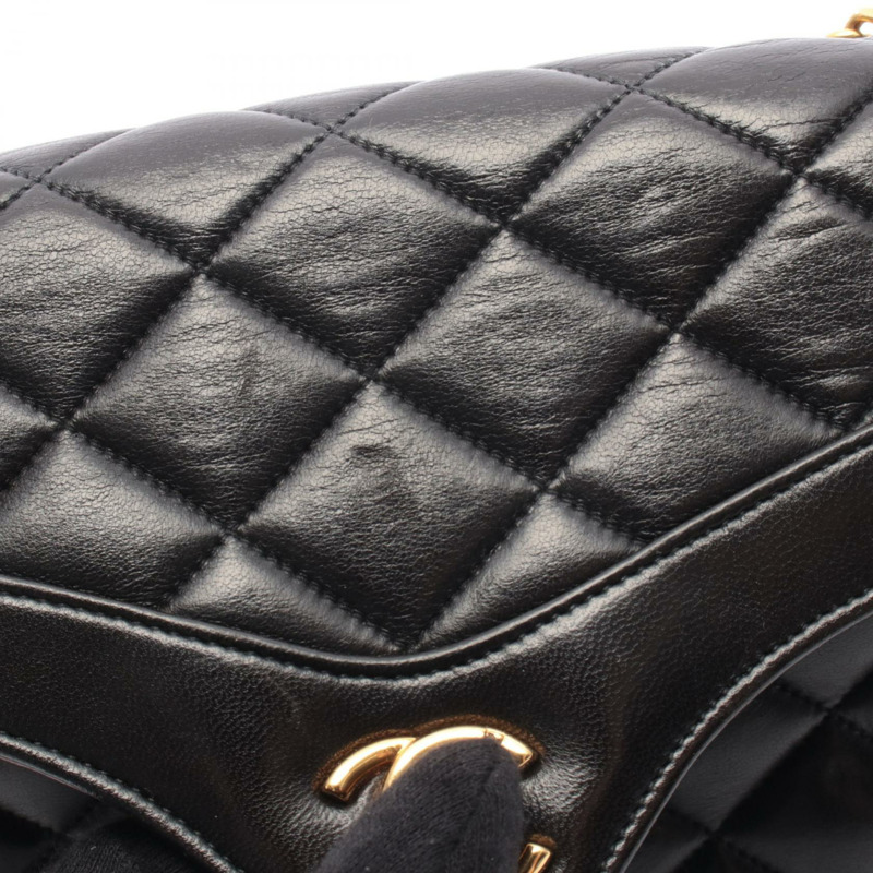 香奈兒 (CHANEL) 絎縫鏈條斜挎單肩包，羊皮材質，黑色，二手，女士款，金色五金配件-6