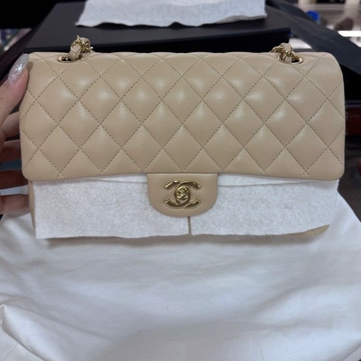 Chanel Classic Flap 25.5cm 奶油色 中號-5