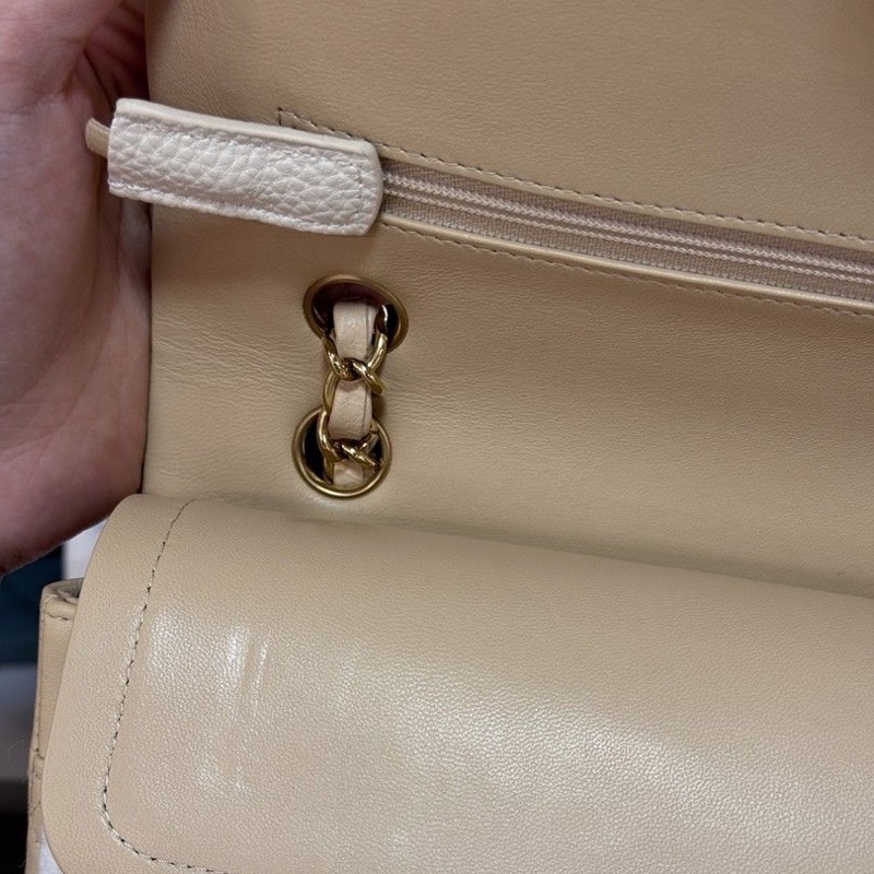 Chanel Classic Flap 25.5cm 奶油色 中號-16