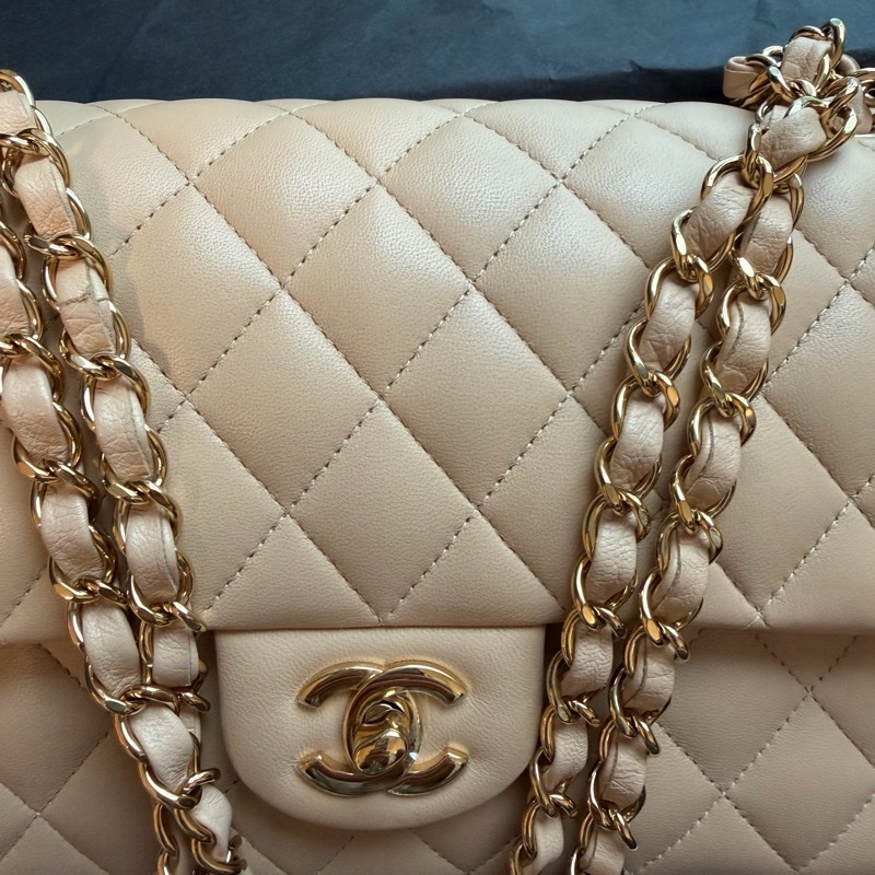 Chanel Classic Flap 25.5cm 奶油色 中號-18