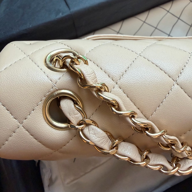Chanel Classic Flap 25.5cm 奶油色 中號-19