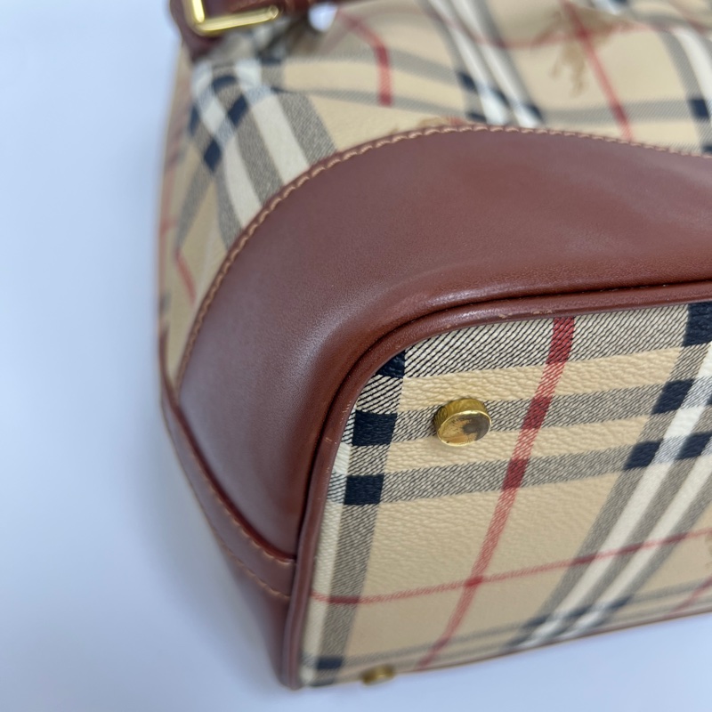 Burberry經典戰馬格紋水桶包 vintage  二手 中古-11