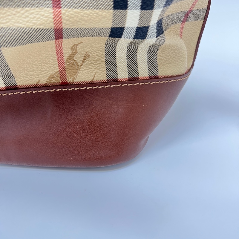 Burberry經典戰馬格紋水桶包 vintage  二手 中古-12