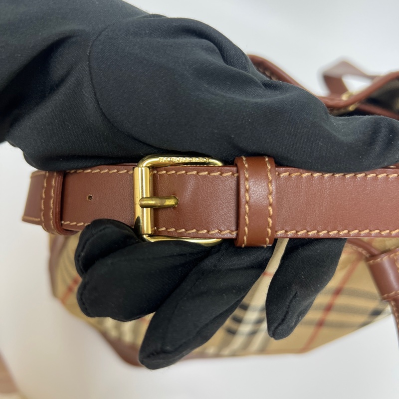 Burberry經典戰馬格紋水桶包 vintage  二手 中古-14