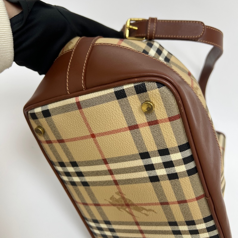 Burberry經典戰馬格紋水桶包 vintage  二手 中古-24