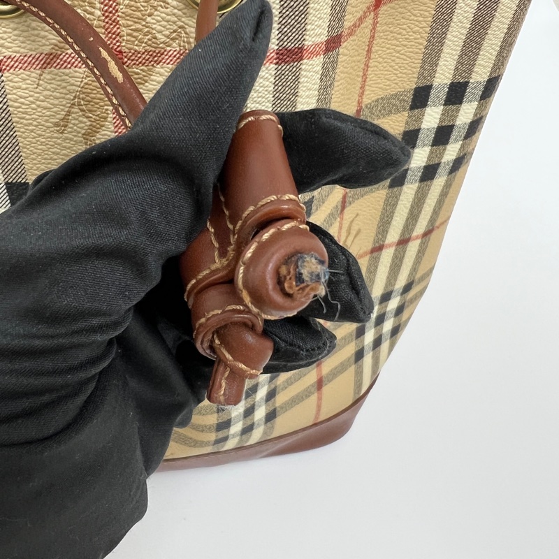 Burberry經典戰馬格紋水桶包 vintage  二手 中古-28