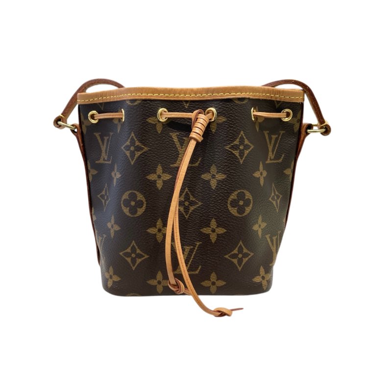 LOUIS VUITTON 路易威登 M41346 NANO NOÉ MINI 迷你老花肩背包 帆布 老花 棕色 金釦-1