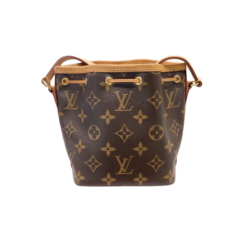 LOUIS VUITTON 路易威登 M41346 NANO NOÉ MINI 迷你老花肩背包 帆布 老花 棕色 金釦-2