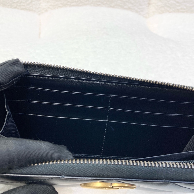 GUCCI馬夢GG Marmont 黑金V字紋拉鍊長夾443123 經典雙G Logo 小牛皮拉鍊長夾-8