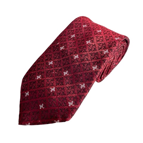 YSL Saint Laurent紅色復古印花領帶 領結 絲綢（中古）