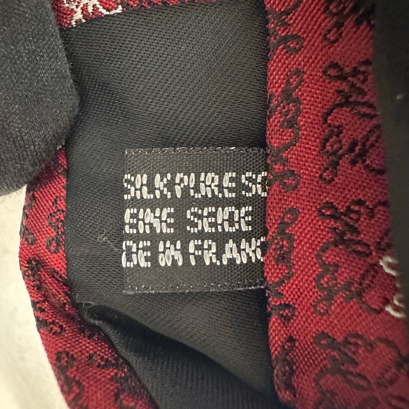 YSL Saint Laurent紅色復古印花領帶 領結 絲綢（中古）-5