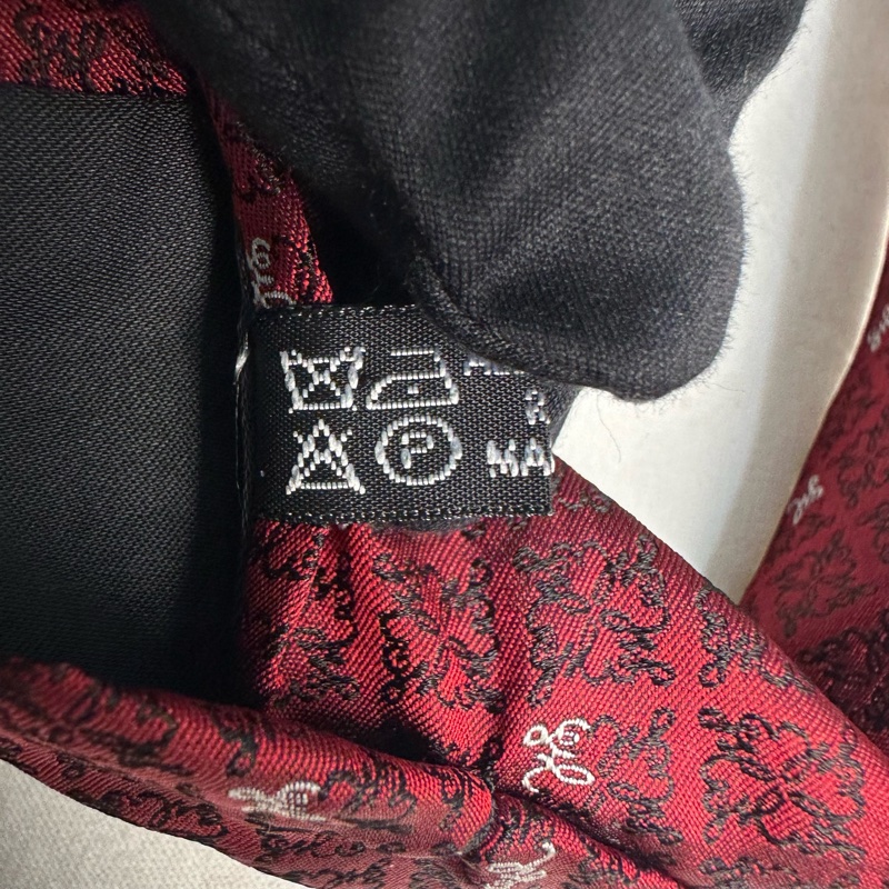 YSL Saint Laurent紅色復古印花領帶 領結 絲綢（中古）-6