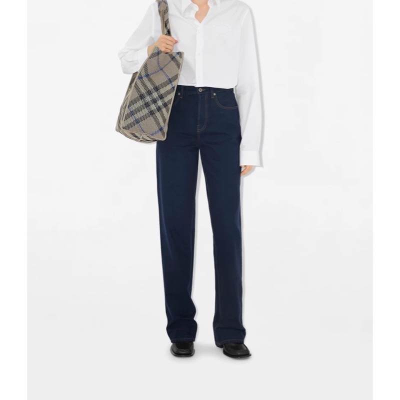 Burberry 女士 中號格紋針織手提包均碼碼中號、40cm*17.5cm*36cm-1