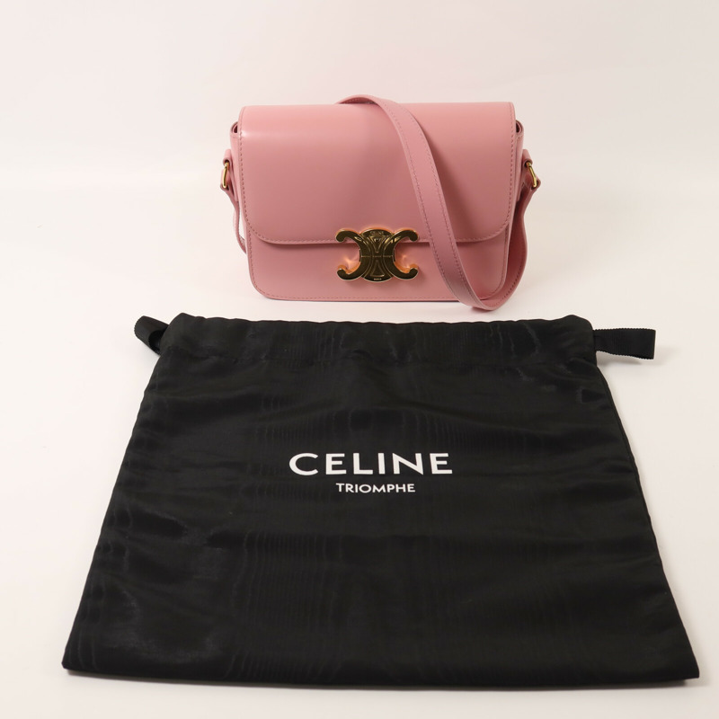 CELINE 牛皮皮革Teen Triomphe金扣肩背袋-10