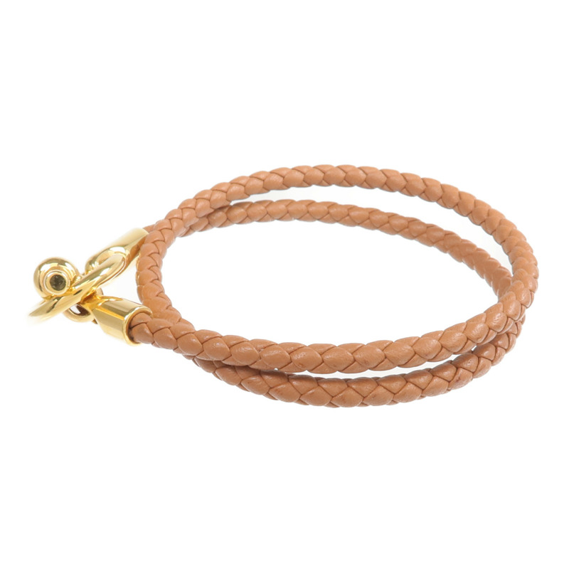 HERMES Swift皮革Double Tour金扣手鏈Gold-1