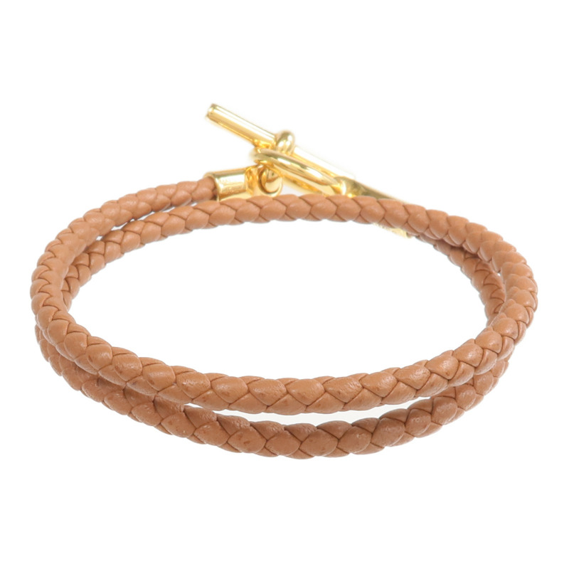 HERMES Swift皮革Double Tour金扣手鏈Gold-2