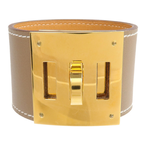 HERMES Swift皮革Kelly Dog金扣手鐲Etoupe