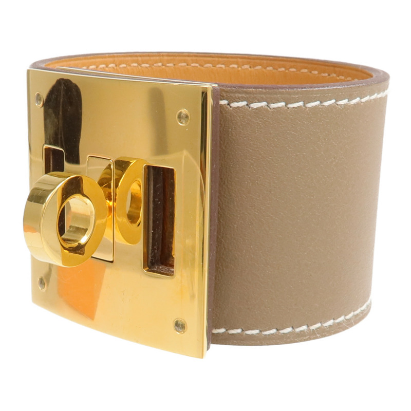 HERMES Swift皮革Kelly Dog金扣手鐲Etoupe-1