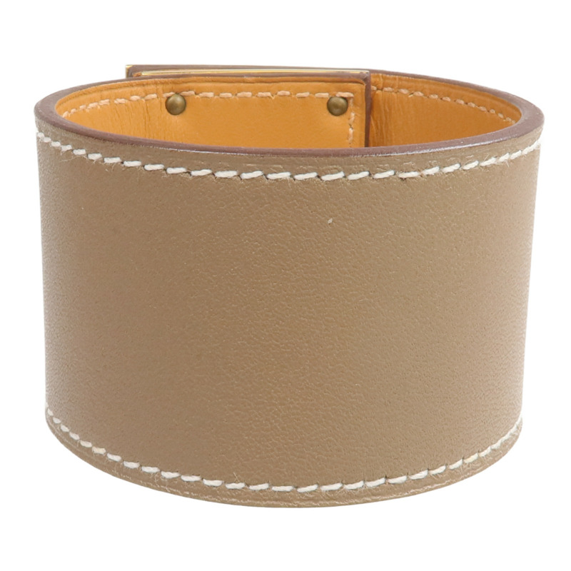 HERMES Swift皮革Kelly Dog金扣手鐲Etoupe-2