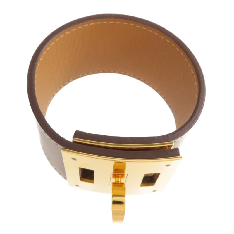 HERMES Swift皮革Kelly Dog金扣手鐲Etoupe-3