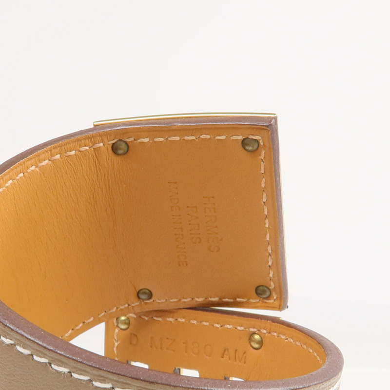 HERMES Swift皮革Kelly Dog金扣手鐲Etoupe-8