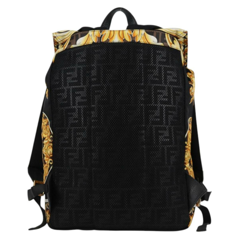 【日本直送】FENDI Zucca帆布 FENDACE Versace聯名款雙肩包 黑色 正品 BA2349SAM-1