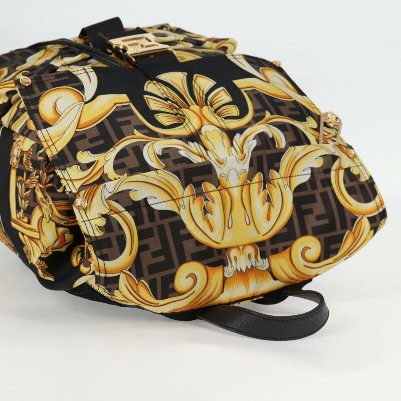 【日本直送】FENDI Zucca帆布 FENDACE Versace聯名款雙肩包 黑色 正品 BA2349SAM-5