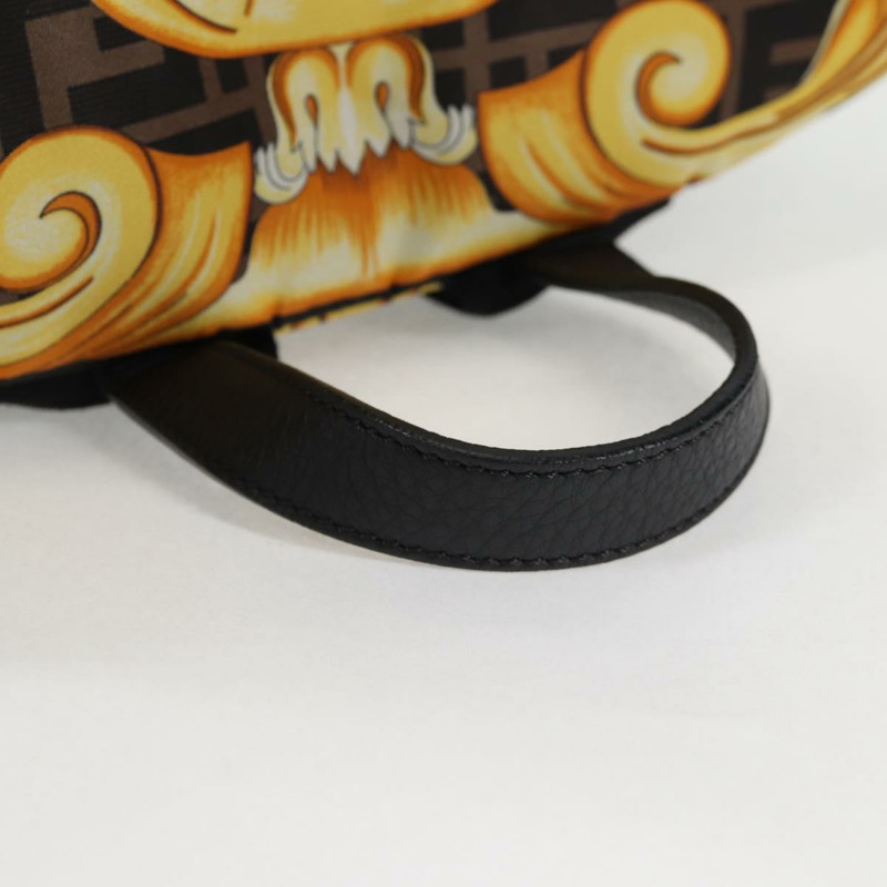 【日本直送】FENDI Zucca帆布 FENDACE Versace聯名款雙肩包 黑色 正品 BA2349SAM-6