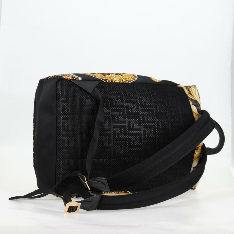 【日本直送】FENDI Zucca帆布 FENDACE Versace聯名款雙肩包 黑色 正品 BA2349SAM-7