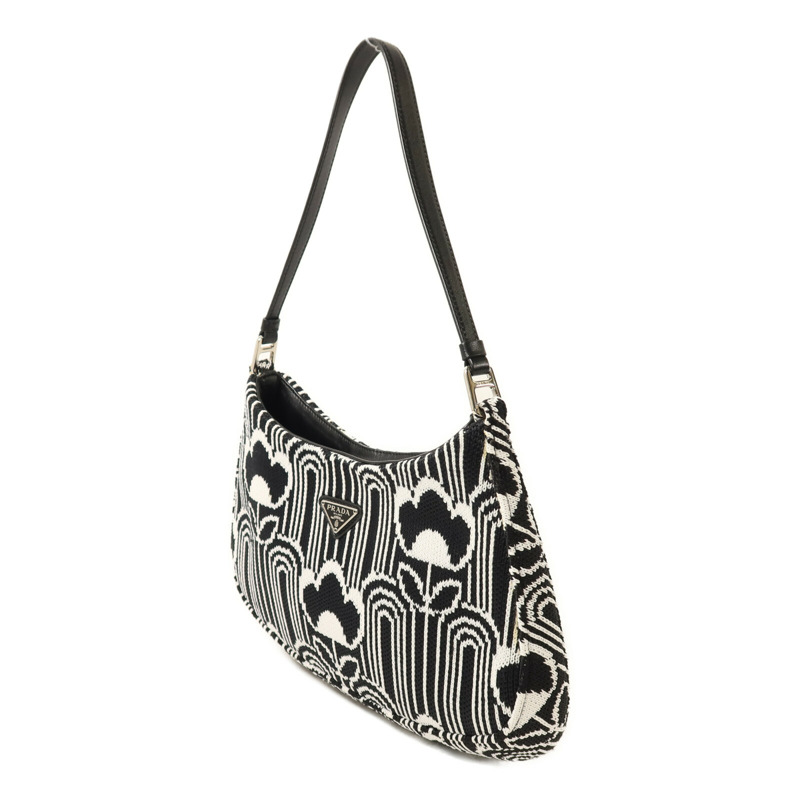 PRADA 針織布料Cleo Shoulder Bag銀扣肩背袋-2