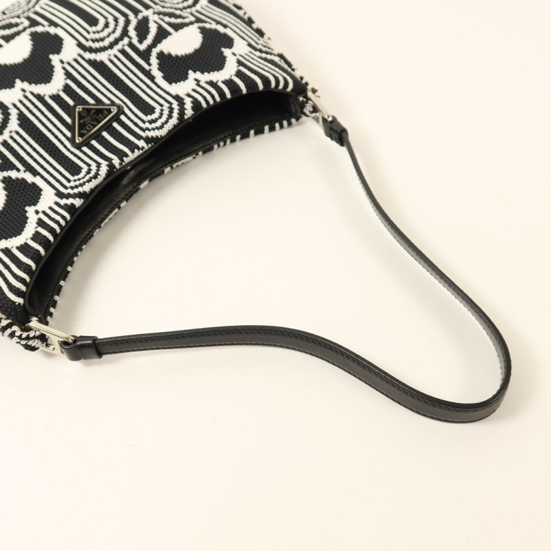 PRADA 針織布料Cleo Shoulder Bag銀扣肩背袋-4