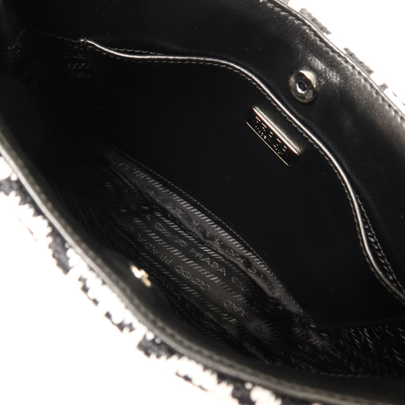 PRADA 針織布料Cleo Shoulder Bag銀扣肩背袋-5