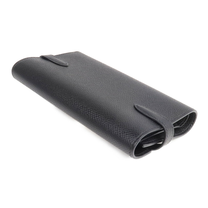 HERMES Epsom皮革Kelly Compact Wallet金扣錢包Noir-4