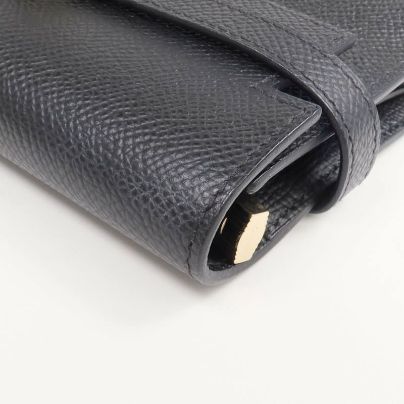 HERMES Epsom皮革Kelly Compact Wallet金扣錢包Noir-9