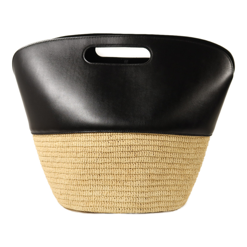 CELINE 牛皮皮革/Raffia Basket Bag金扣手挽肩背兩用袋-1