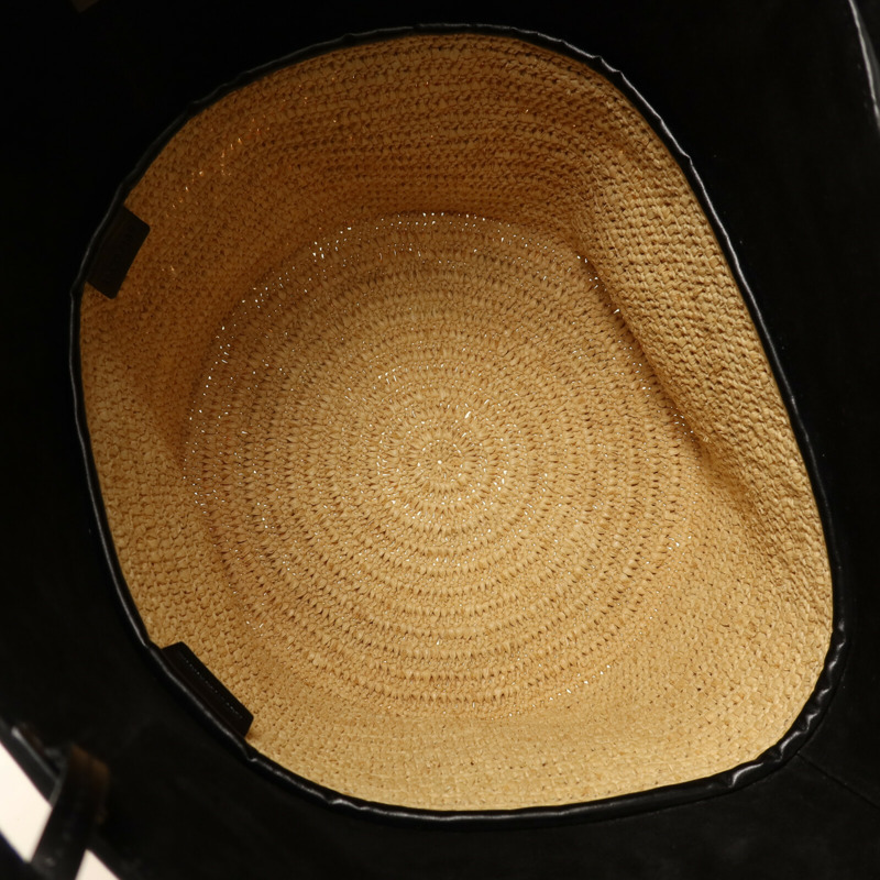 CELINE 牛皮皮革/Raffia Basket Bag金扣手挽肩背兩用袋-4