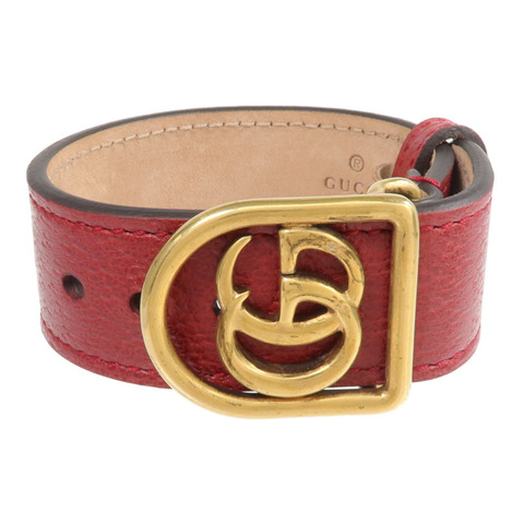 GUCCI 牛皮皮革GG Marmont金扣手鏈