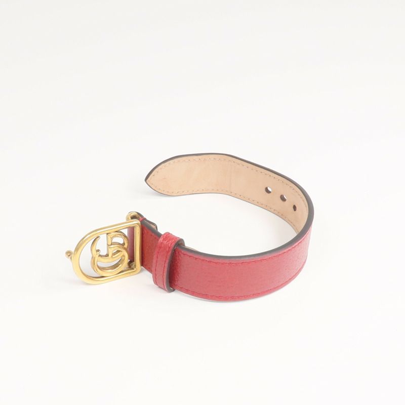 GUCCI 牛皮皮革GG Marmont金扣手鏈-8