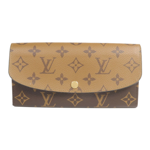LOUIS VUITTON Monogram Reverse Emilie金扣長錢包