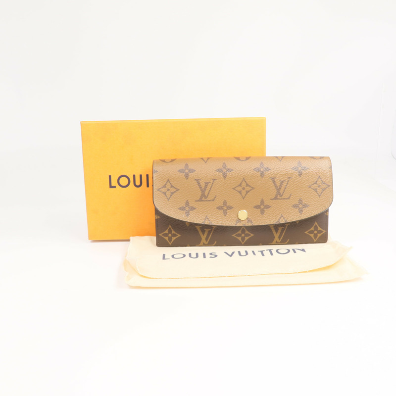 LOUIS VUITTON Monogram Reverse Emilie金扣長錢包-14