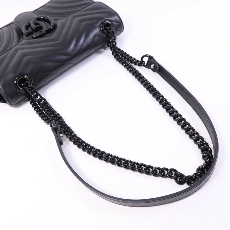 GUCCI 牛皮皮革GG Marmont鏈帶肩背袋-8