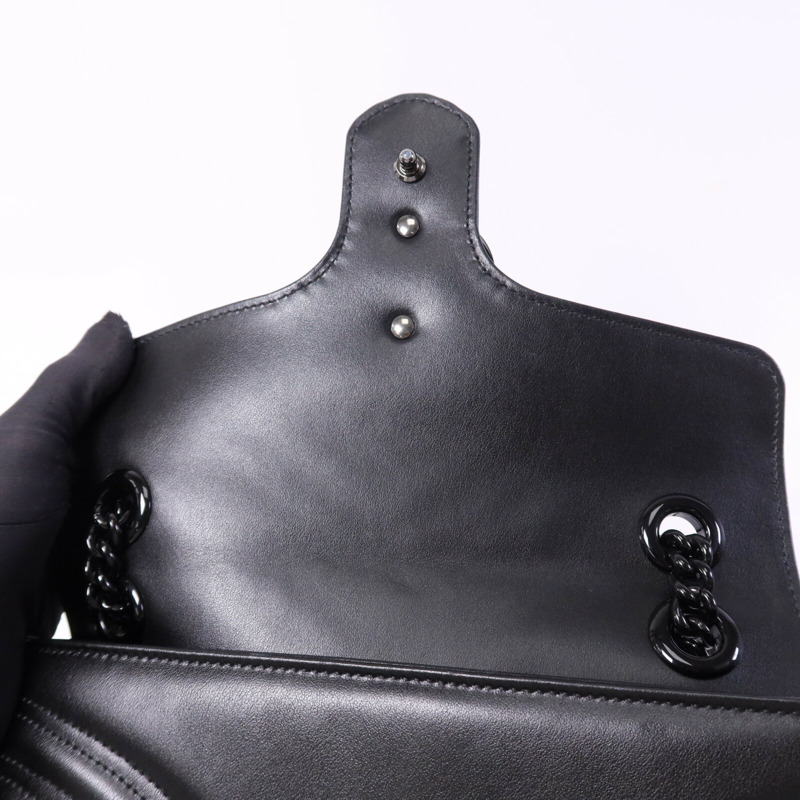 GUCCI 牛皮皮革GG Marmont鏈帶肩背袋-13