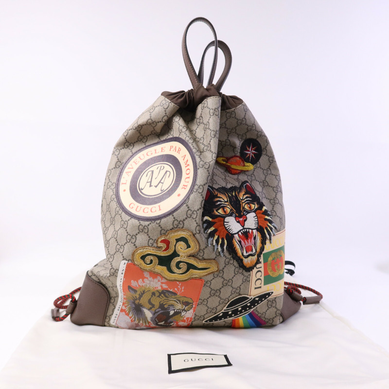 GUCCI 塗層帆布Supreme Courier Backpack金扣背包-8